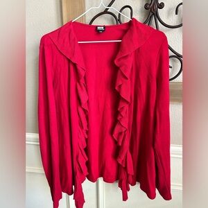 Red Ruffle Cardigan